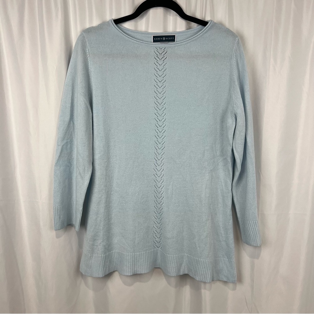 Karen Scott Luxsoft Rolled Neck 3/4 Sleeve Sweater